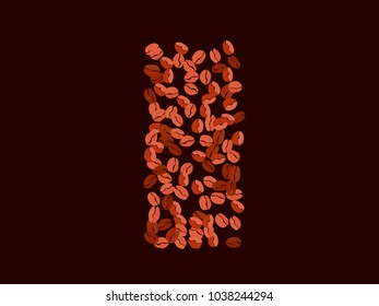 Abstract coffee beans pattern. Creative modern design. Dark brown Background. Vector illustration for invitation, card, celebration, party, carnival, festive holiday and Your project.