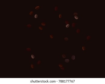 Abstract coffee beans pattern. Creative modern design. Dark brown Background. Vector illustration for invitation, card, celebration, party, carnival, festive holiday and Your project.