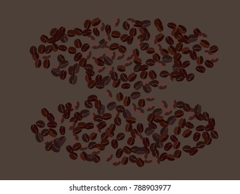 Abstract coffee beans pattern. Creative modern design. Gentle pastel Background. Vector illustration for invitation, card, celebration, party, carnival, festive holiday and Your project.
