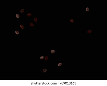 Abstract coffee beans pattern. Creative modern design. Black Background. Vector illustration for invitation, card, celebration, party, carnival, festive holiday and Your project.