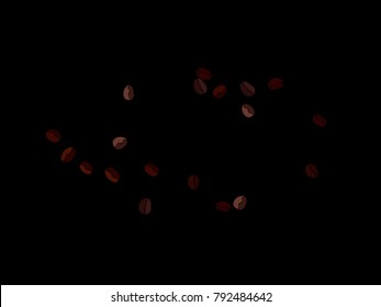 Abstract coffee beans pattern. Creative modern design. Black Background. Vector illustration for invitation, card, celebration, party, carnival, festive holiday and Your project.