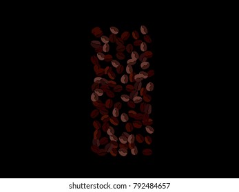 Abstract coffee beans pattern. Creative modern design. Black Background. Vector illustration for invitation, card, celebration, party, carnival, festive holiday and Your project.