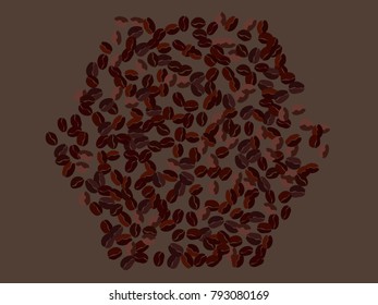 Abstract coffee beans pattern. Creative modern design. Gentle pastel Background. Vector illustration for invitation, card, celebration, party, carnival, festive holiday and Your project.