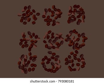 Abstract coffee beans pattern. Creative modern design. Gentle pastel Background. Vector illustration for invitation, card, celebration, party, carnival, festive holiday and Your project.