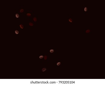 Abstract coffee beans pattern. Creative modern design. Dark brown Background. Vector illustration for invitation, card, celebration, party, carnival, festive holiday and Your project.