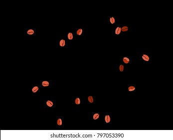 Abstract coffee beans pattern. Creative modern design. Black Background. Vector illustration for invitation, card, celebration, party, carnival, festive holiday and Your project.