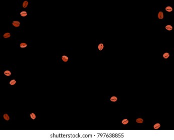 Abstract coffee beans pattern. Creative modern design. Black Background. Vector illustration for invitation, card, celebration, party, carnival, festive holiday and Your project.