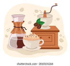 Abstract coffee cartoon design. Vector flat illustration