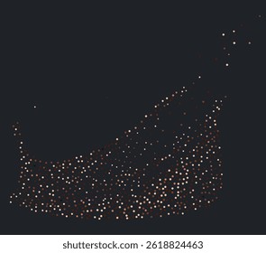 Abstract coffee, cocoa or chocolate powder particles flow. Brown dots, dust or sand wavy element. Flowing grit round dots and particles wavy texture. Ground grain scatter element background. 