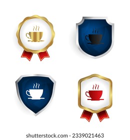 Resumen La marca y la colección de etiquetas de la copa de café se pueden usar para diseños de negocios, presentaciones o cualquier diseño adecuado.