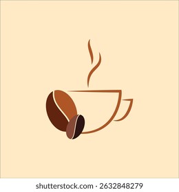 Abstract coffee cup with bean, vector coffee cup design .