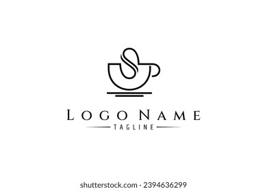 Abstract coffee cup and coffee beans illustration icon logo design