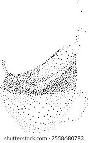 Abstract coffee cup breaking into particles, created from circular dots. Perfect for abstract designs, adds creativity and innovation to visual projects, symbolizing transformation and uniqueness. 