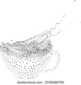 Abstract coffee cup breaking into particles, created from circular dots. Perfect for abstract designs, adds creativity and innovation to visual projects, symbolizing transformation and uniqueness. 