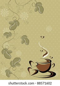 abstract coffee cup design for christmas party with dotted background