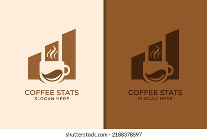 Abstract Coffee Cup and Graphic Statistic Lines Logo Concept. Vector Logo Illustration.