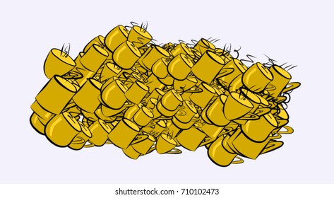 Abstract coffee cup illustrations background. Cartoon style vector graphic.