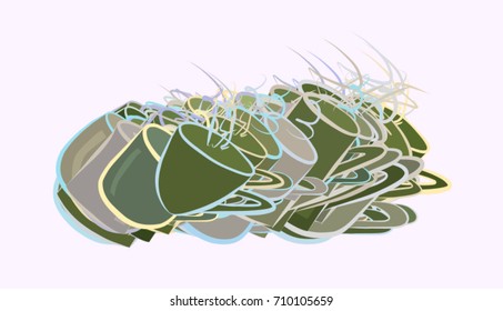 Abstract coffee cup illustrations background. Cartoon style vector graphic.