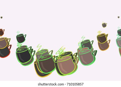 Abstract coffee cup illustrations background. Cartoon style vector graphic.