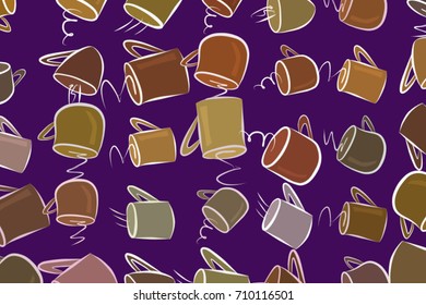 Abstract coffee cup illustrations background. Cartoon style vector graphic.