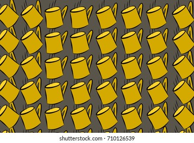Abstract coffee cup illustrations background. Cartoon style vector graphic.