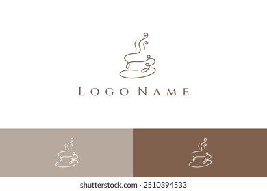 abstract coffee cup logo in continuous line art design style