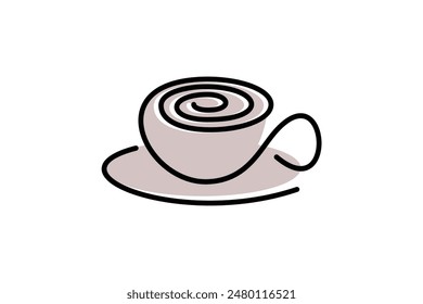 Abstract coffee cup logo design in creative and unique line art style.
