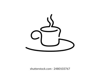 Abstract coffee cup logo vector design concept in line art style. Simple and flat design that is easy to apply in any media.