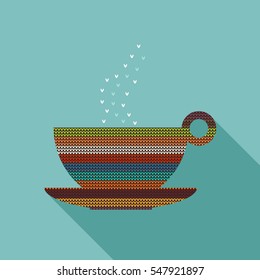 Abstract Coffee Cup Made Of Knitted Pattern 