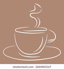 Taza de café Abstractas con vapor sobre fondo marrón