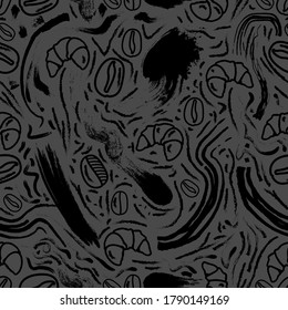 Abstract coffee doodle seamless pattern background