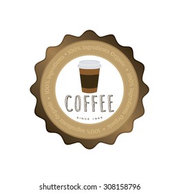 Abstract coffee label on a white background