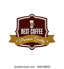 Abstract coffee label on a white background