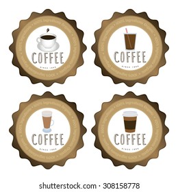 Abstract coffee labels on a white background