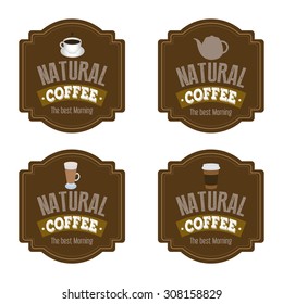 Abstract coffee labels on a white background