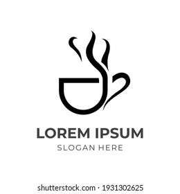 abstract coffee logo concept vector flat black color style
