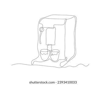 Abstract coffee machine Continuous one line art hand drawing sketch