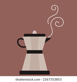 Abstract coffee maker in a metal case. Inventory in the coffee shop.