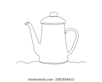 Abstract coffee pot, teapot, continuous single one line art hand drawing sketch logo