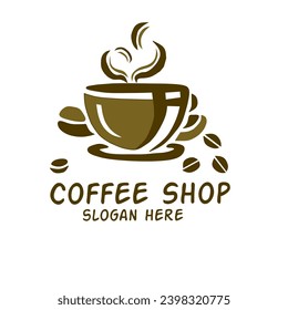 Abstract coffee shop logo design concept. Coffee and cup icon. Suitable for coffee shop, brand identity, Cafe Logo, etc. Vector illustration