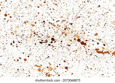 Resumen De Brotes De Café Aislados En Fondo Blanco. Textura de Chocolate Shades. Partículas marrones. Imagen Generada Digitalmente. Ilustración vectorial, EPS 10.