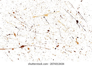 Abstract Coffee Splashes Isolated On White Background. Chocolate Shades Texture. Brown Particles. Digitally Generated Image. Vector Illustration, EPS 10.