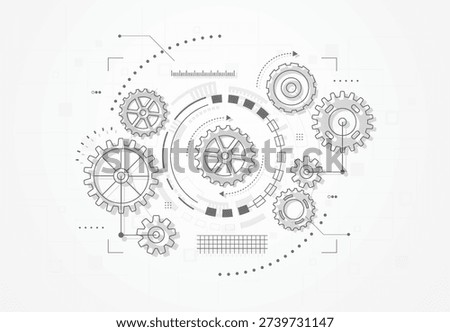 Abstract cogs and gear wheel mechanism technology background. Machine engineering design. Vector illustration