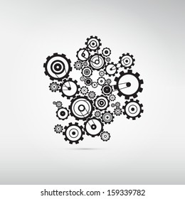 Abstract Cogs, Gears Isolated on Grey Background 