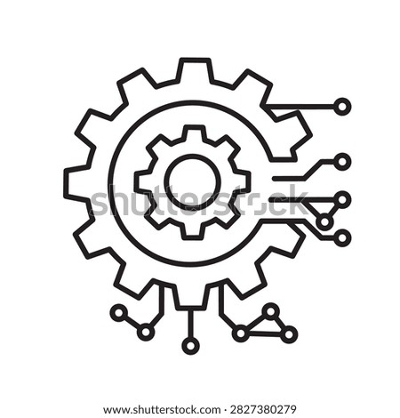 Abstract cogwheel blending with digital pathways symbolizing interconnected industry and smart manufacturing solutions for business.