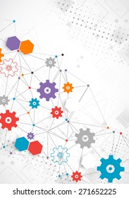Abstract cogwheel technology net background. Vector