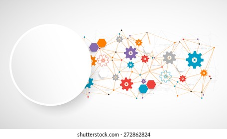 Abstract cogwheel technology net background. Vector