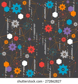 Abstract cogwheel technology net background. Vector