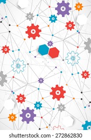 Abstract cogwheel technology net background. Vector