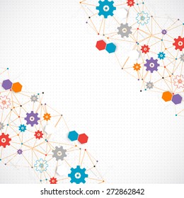 Abstract cogwheel technology net background. Vector